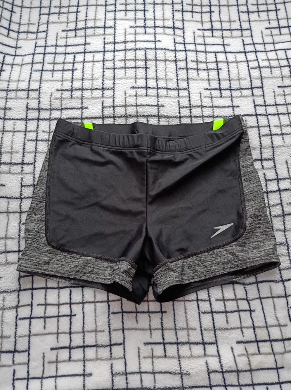 Speedo Women's Black & Gray Athletic Shorts with Neon Accents